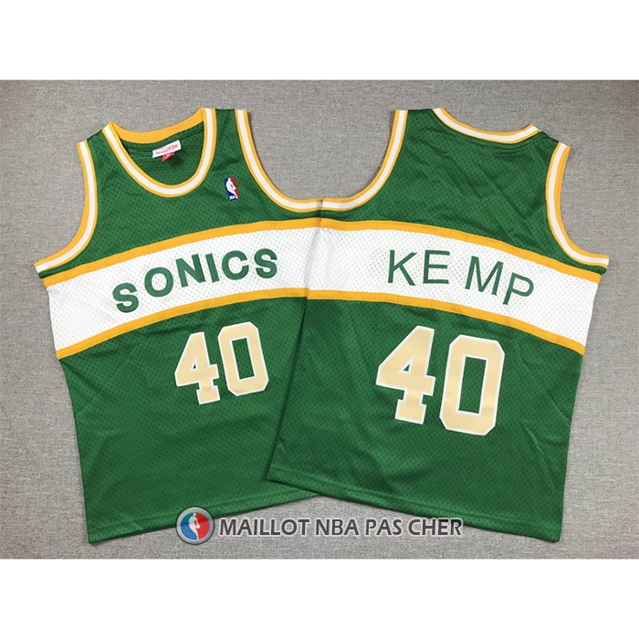 Maillot Enfant Seattle Supersonics Shawn Kemp NO 40 Historic Retro Vert